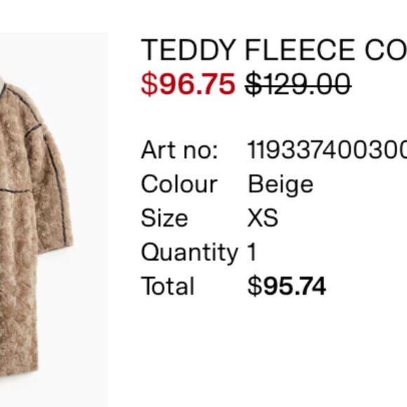 H&M TEDDY FLEECE COAT - Picture 8 of 8
